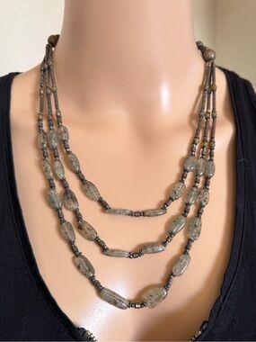 💚$10 or 3 for $25💚 Multi-Strand Gray Labradorite Beaded Necklace - Women Jewelry
